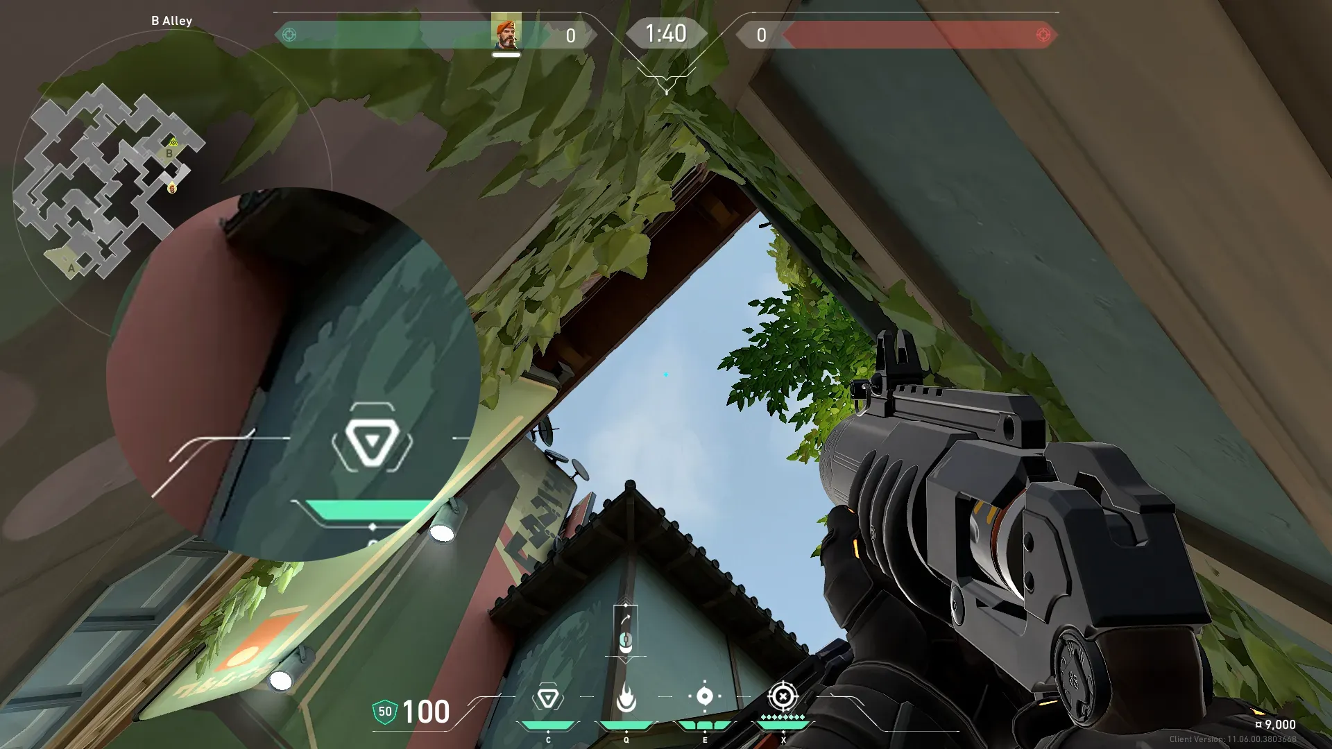 Brimstone Incendiary on Split Defense Site B — step 2 of 3: Aim — line up the shot