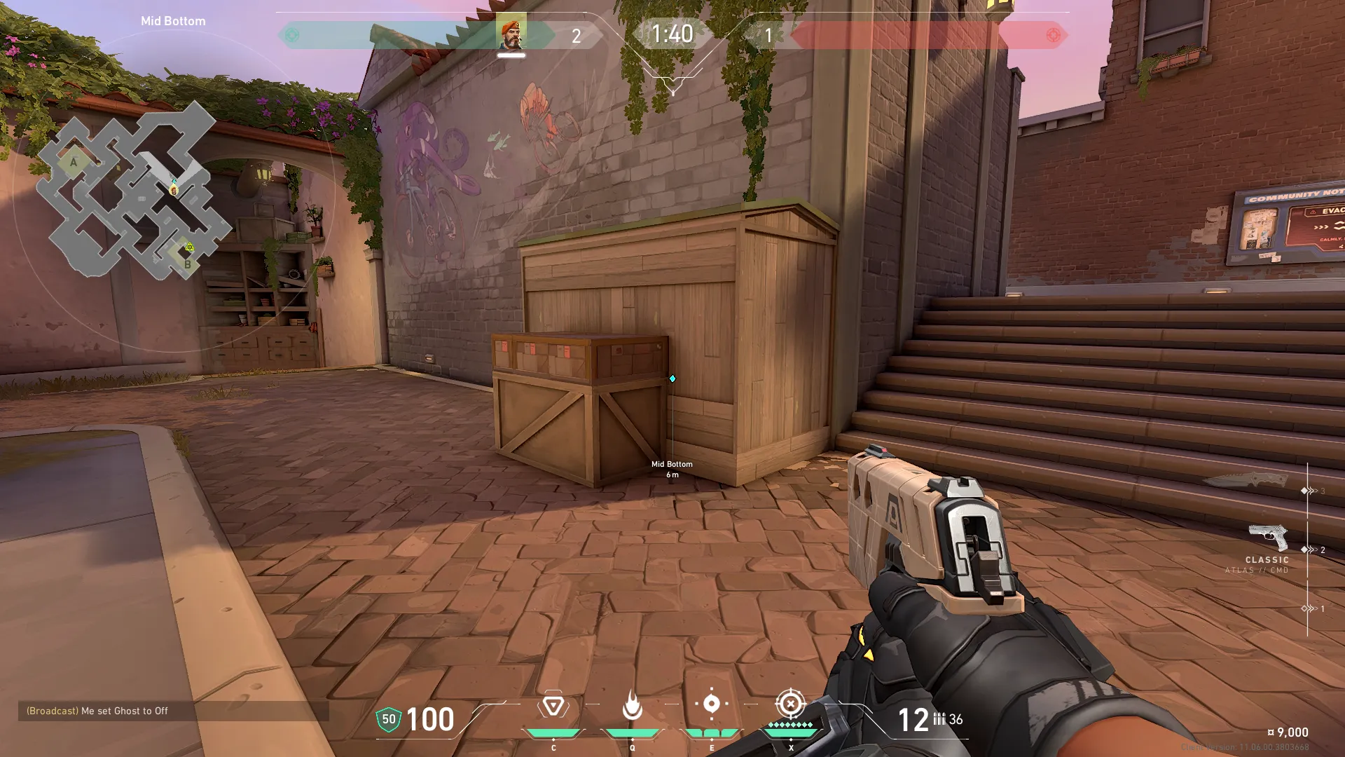 Brimstone Incendiary on Sunset Attack Site B — step 1 of 3: Position — where to stand