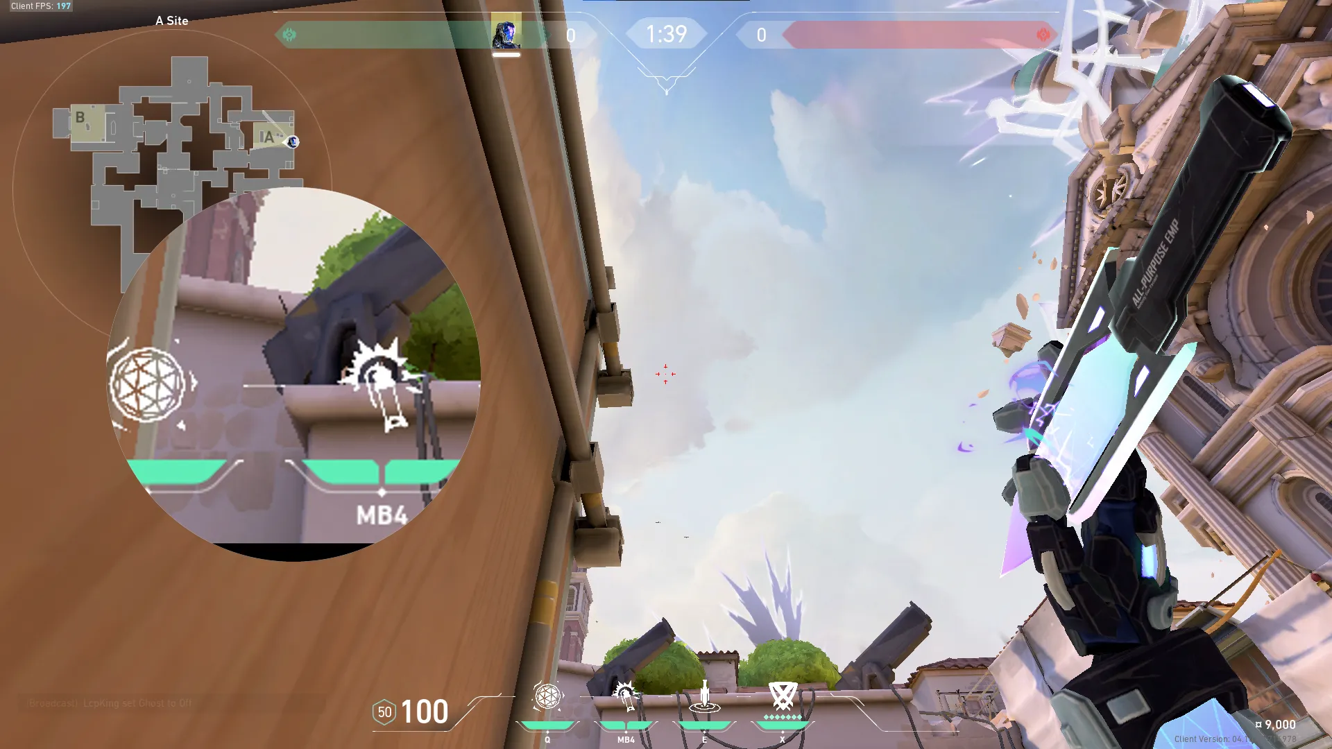 KAY/O Zero_Point on Ascent Defense Site B — step 2 of 3: Aim — line up the shot