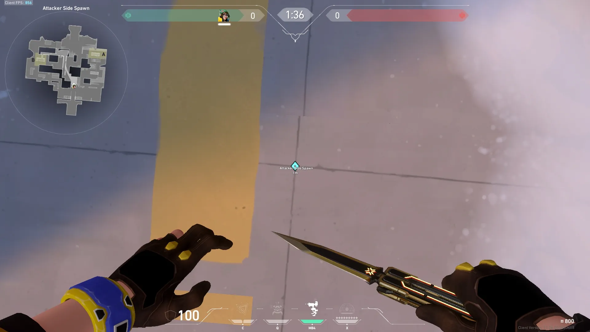 Killjoy Nanoswarm on Icebox Defense Site B — step 2 of 7: Aim — line up the shot