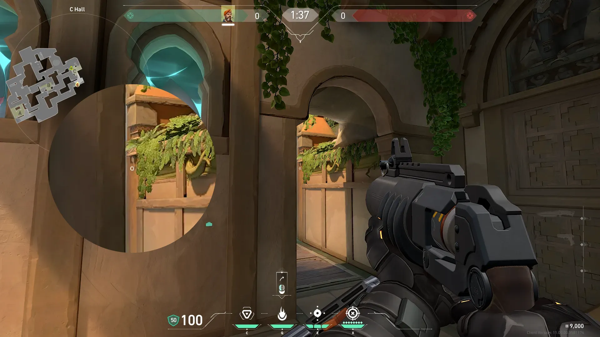 Brimstone Incendiary on Lotus Defense Site C — step 2 of 3: Aim — line up the shot