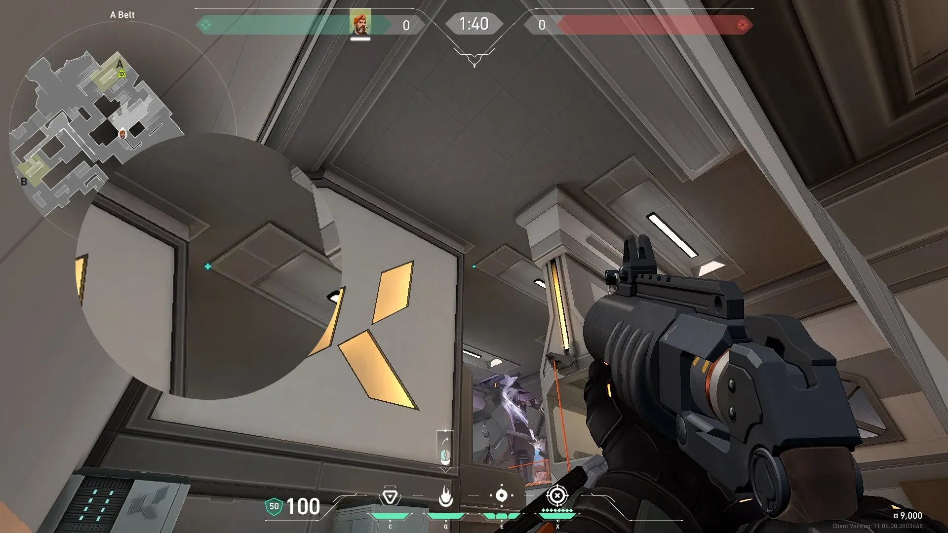 Brimstone Incendiary on Icebox Attack Site A — step 2 of 3: Aim — line up the shot