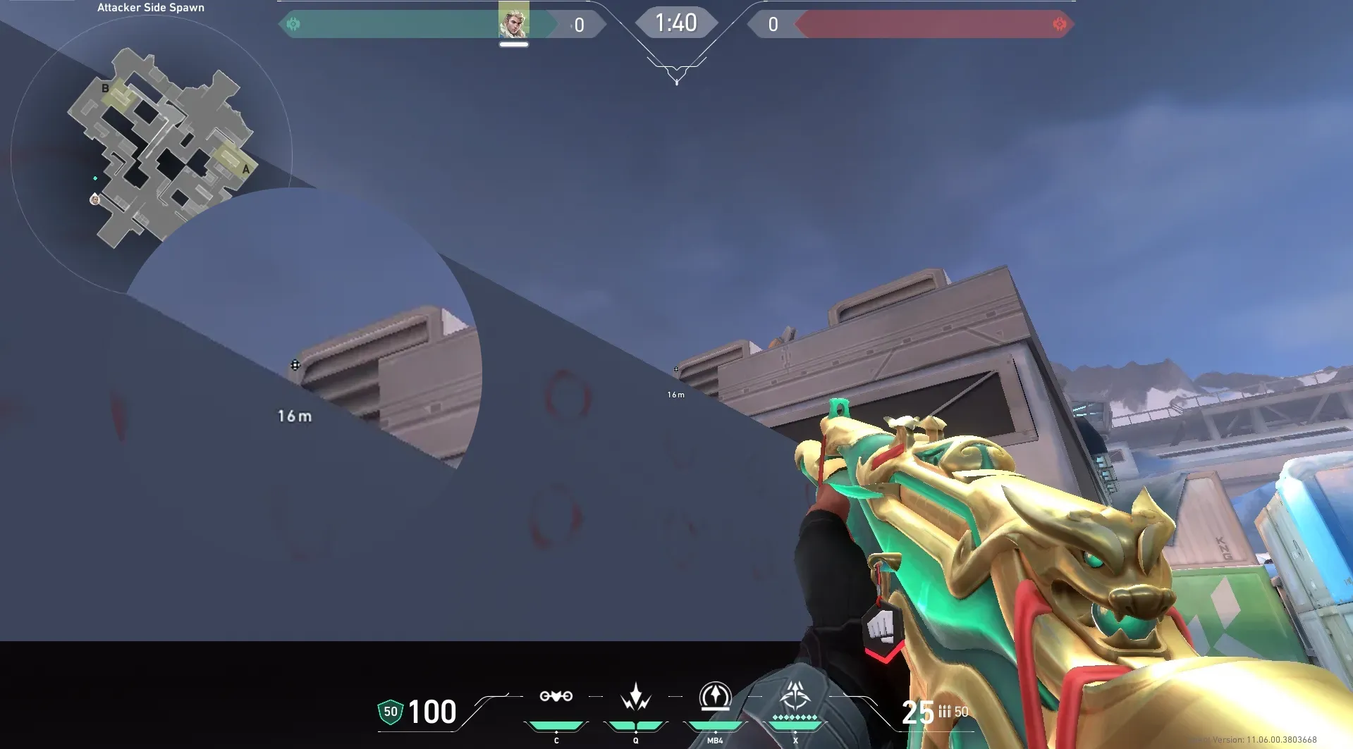 Sova Shock Bolt on Icebox Attack Site B — step 2 of 6: Aim — line up the shot