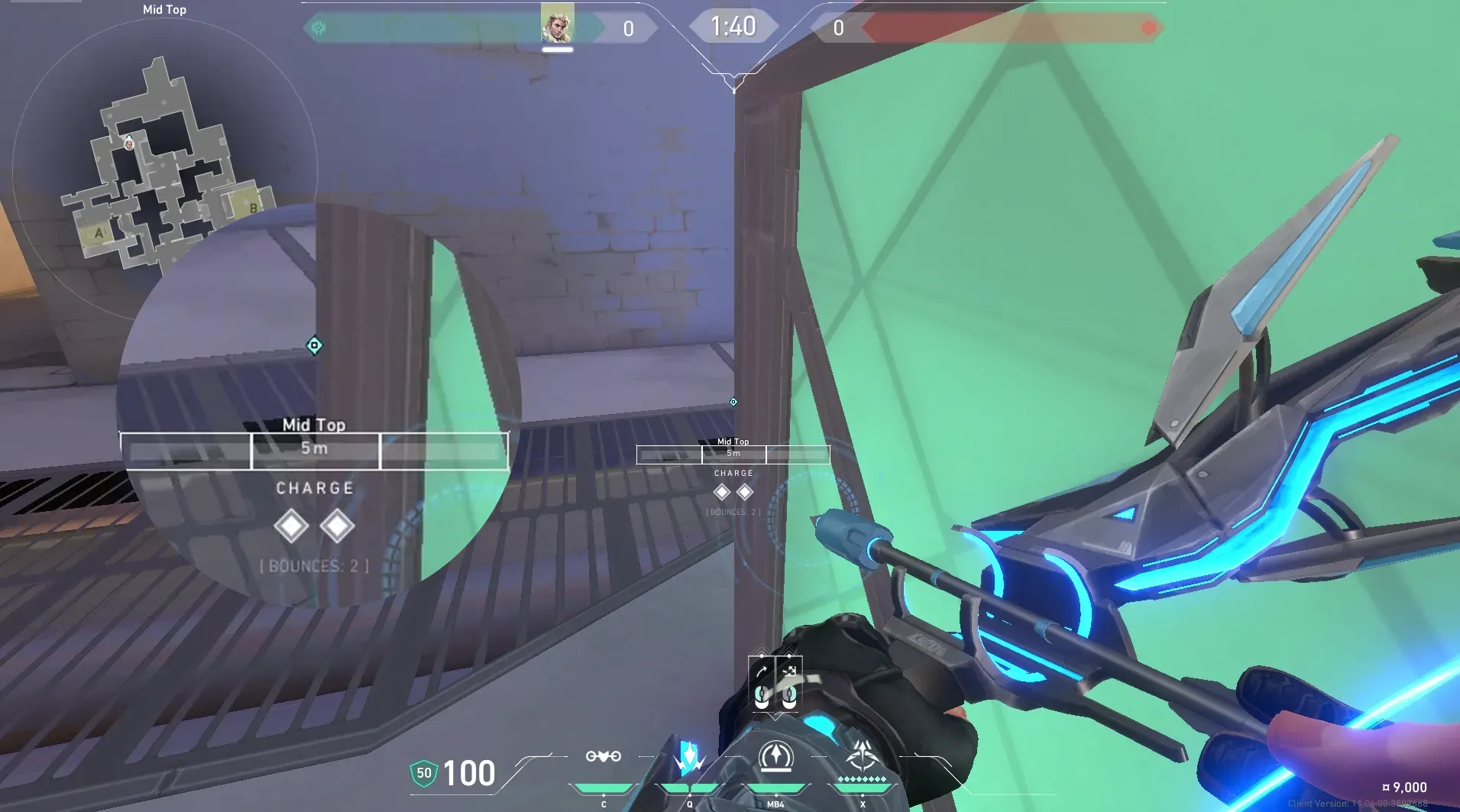 Sova Shock Bolt on Ascent Attack Mid — step 2 of 5: Aim — line up the shot