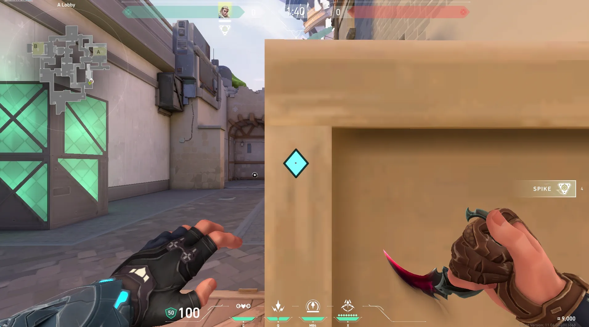 Sova Recon Bolt on Ascent Attack Site A — step 2 of 6: Aim — line up the shot