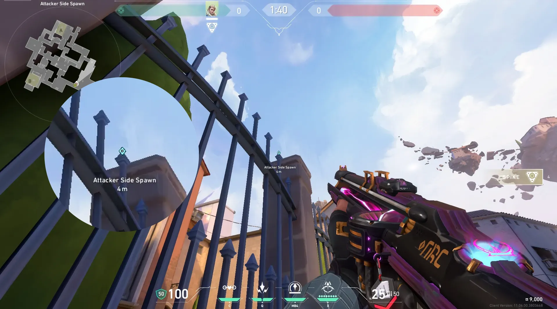 Sova Recon Bolt on Ascent Attack Site A — step 3 of 5: Aim — line up the shot