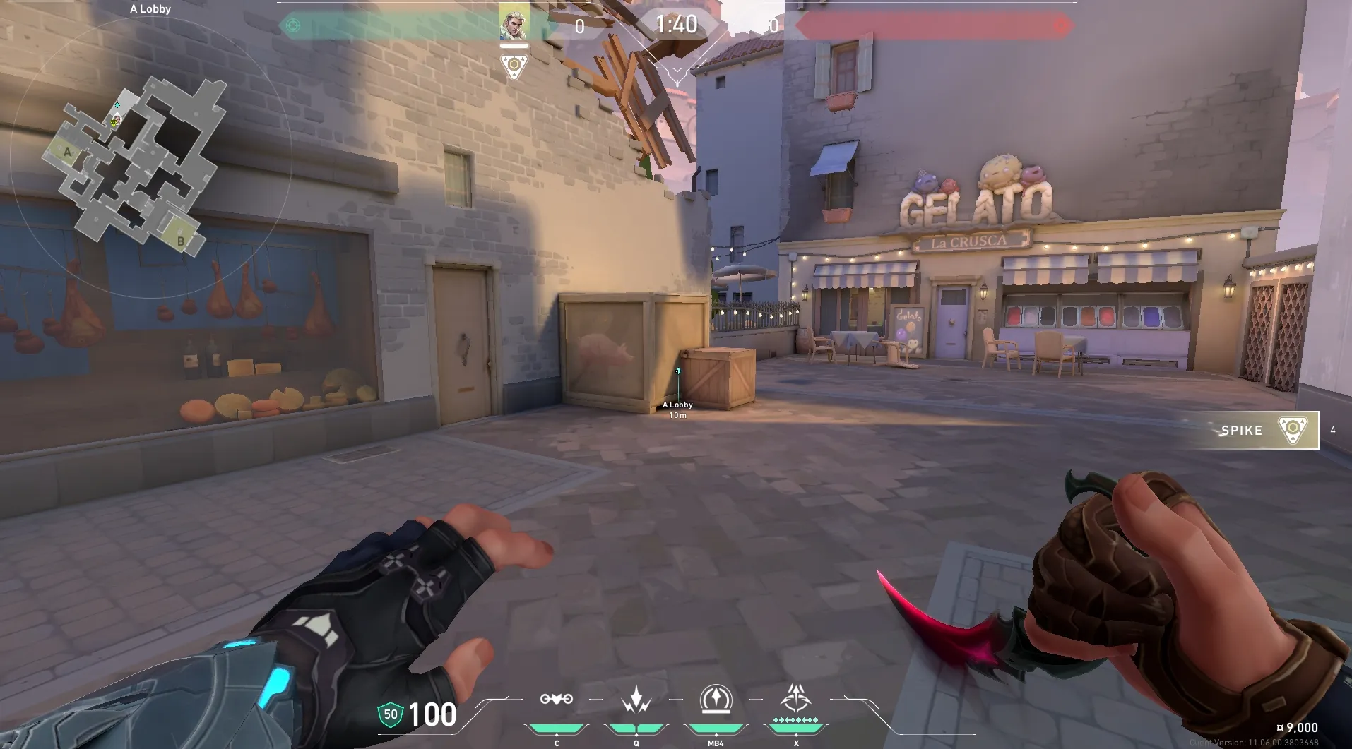 A Lobby to A Site Crane (attack) — Sova lineup on Ascent