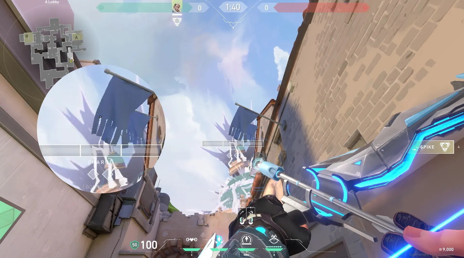 Sova Recon Bolt on Ascent Attack Site A — step 2 of 4: Aim — line up the shot