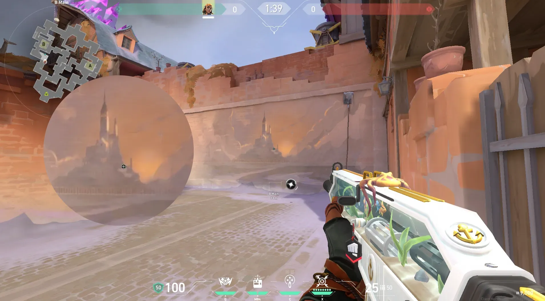 Raze Paint Shells on Corrode Attack Site B — step 3 of 7: Aim — line up the shot