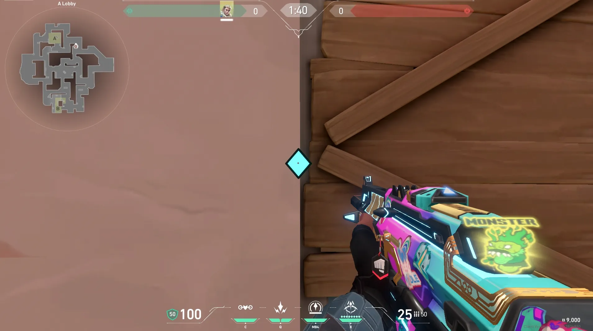 Sova Recon Bolt on Sunset Attack Site A — step 2 of 6: Aim — line up the shot
