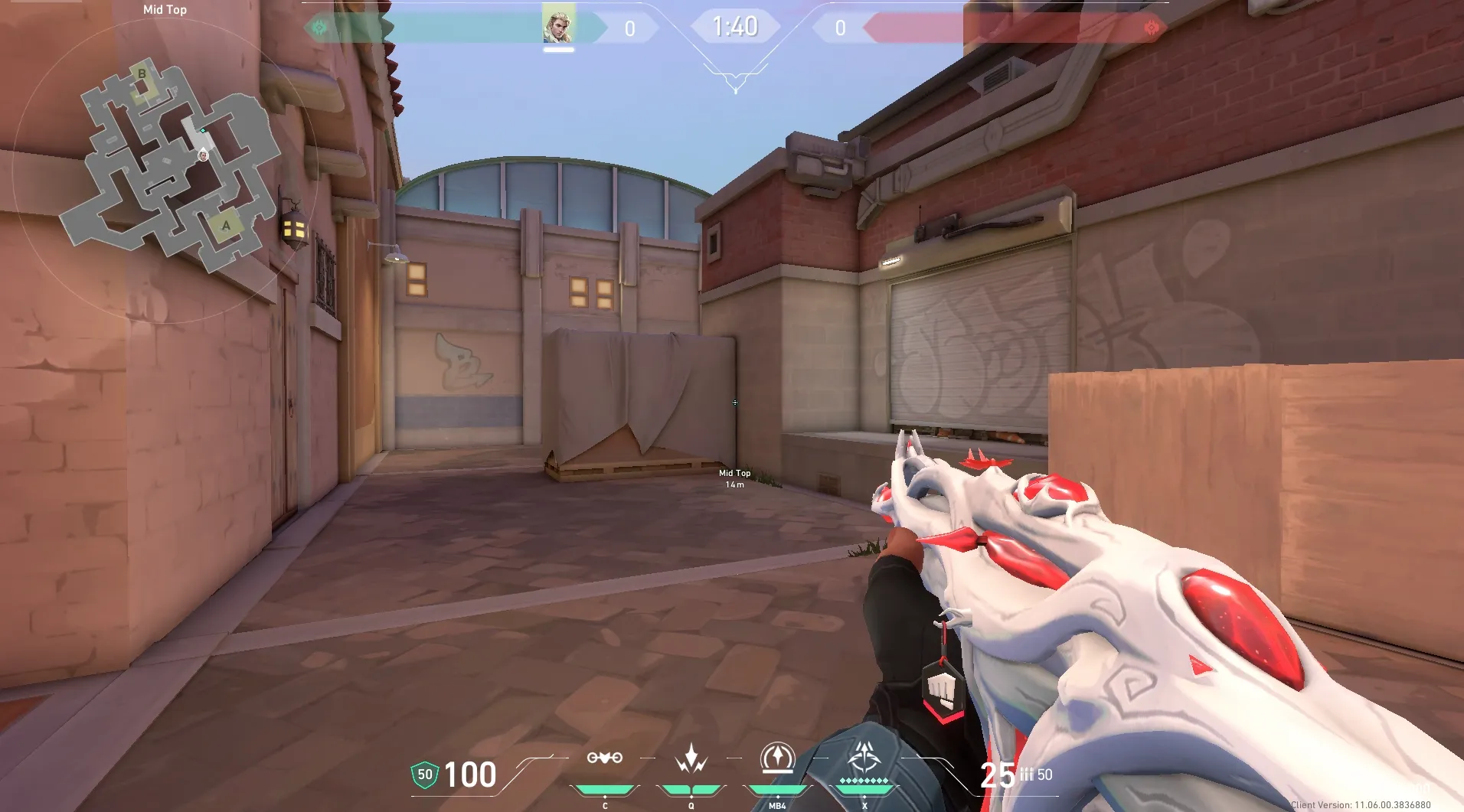 Sova Shock Bolt on Sunset Defense Site B — step 1 of 6: Position — where to stand