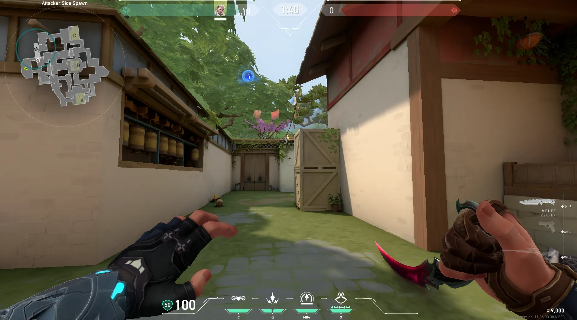 Sova Recon Bolt on Haven Defense Site C — step 5 of 6: Aim — line up the shot