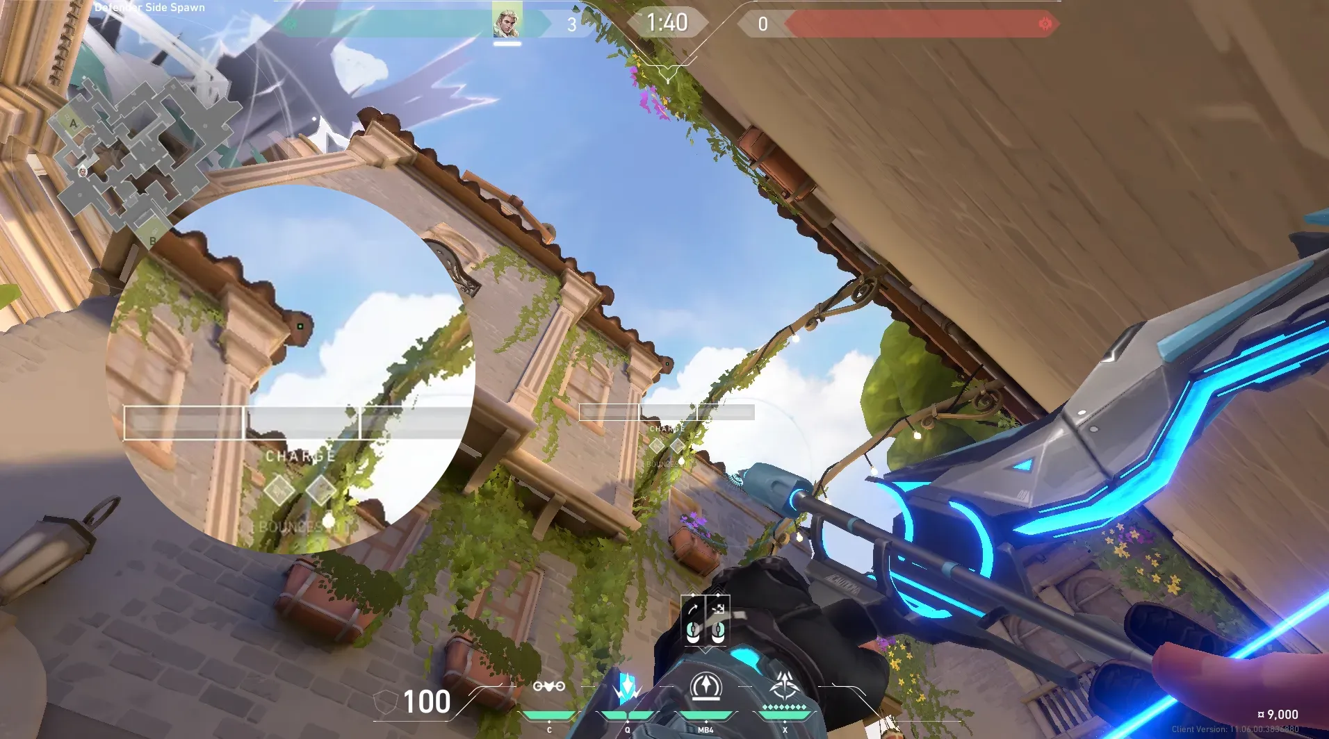 Sova Shock Bolt on Ascent Defense Site A — step 3 of 4: Aim — line up the shot