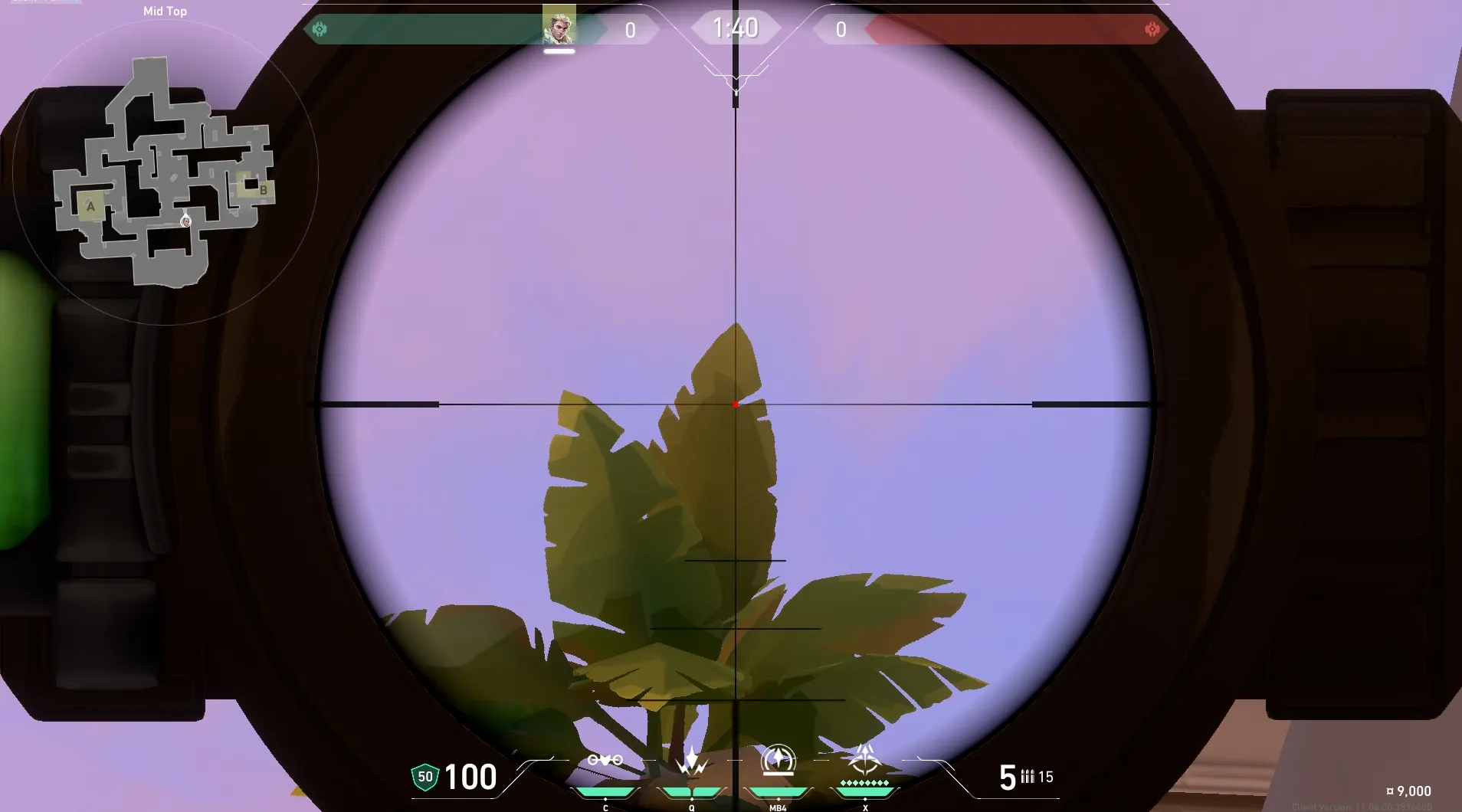 Sova Shock Bolt on Sunset Defense Site B — step 3 of 6: Aim — line up the shot