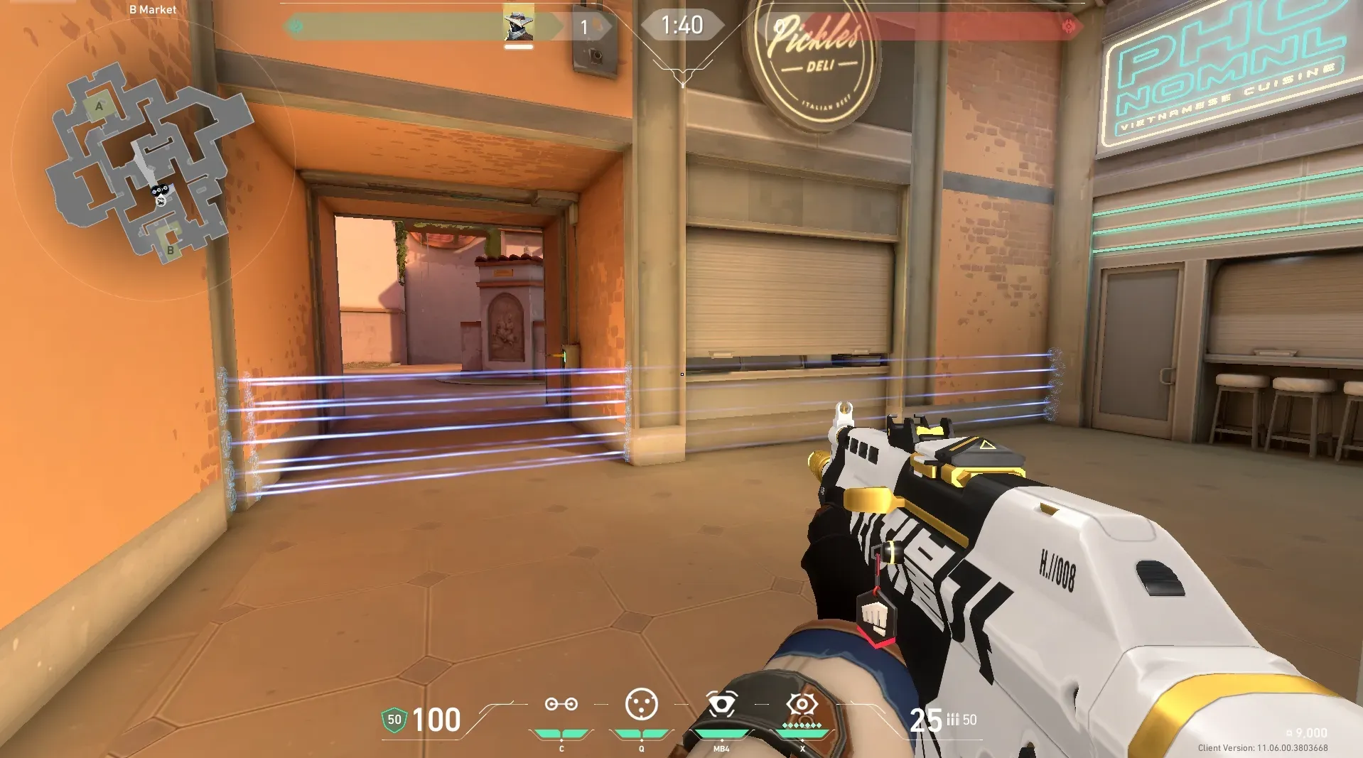 Sova Shock Bolt on Sunset Attack Site B — step 4 of 5: Aim — line up the shot