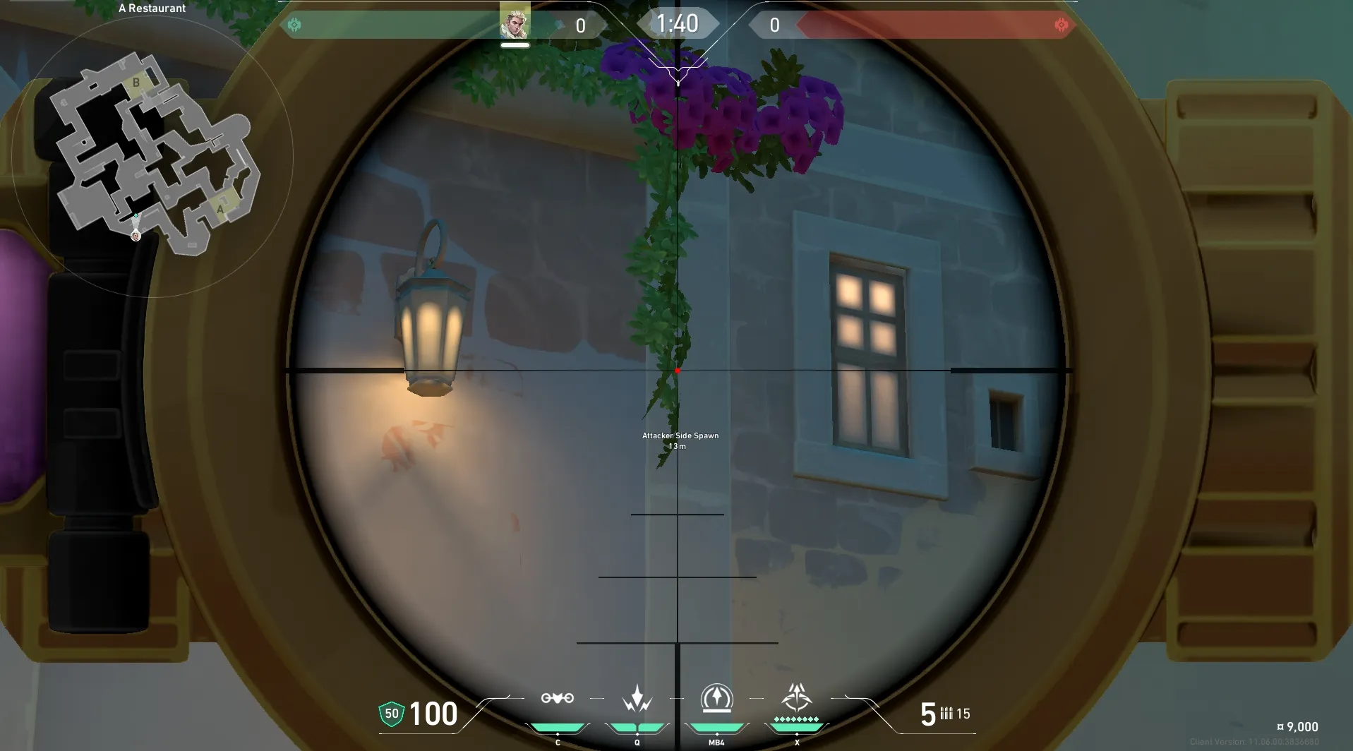 Sova Recon Bolt on Pearl Attack Site B — step 4 of 6: Aim — line up the shot