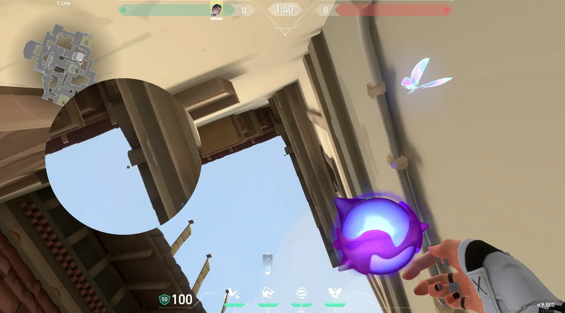 Clove Meddle on Haven Defense Site C — step 2 of 5: Aim — line up the shot