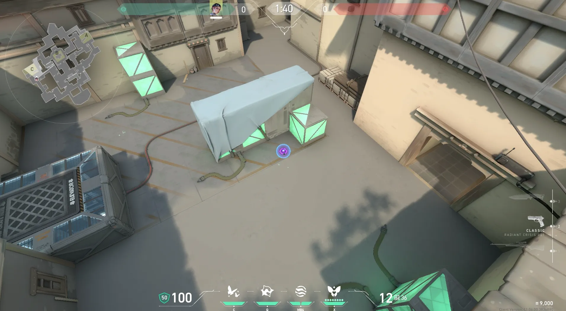 Clove Meddle on Haven Defense Site C — step 4 of 5: Aim — line up the shot