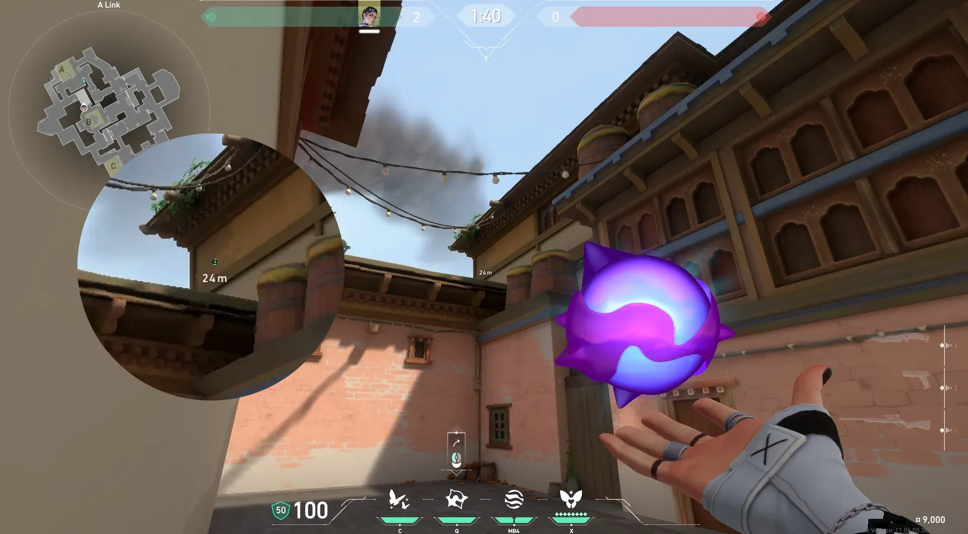 Clove Meddle on Haven Defense Site A — step 2 of 5: Aim — line up the shot