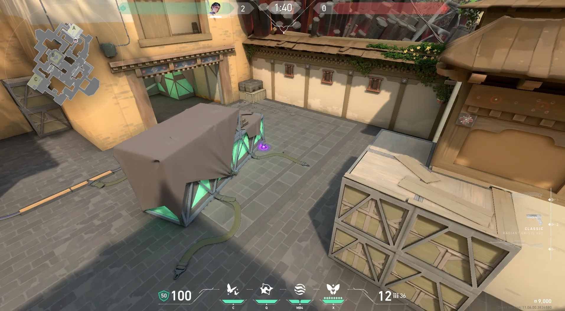Clove Meddle on Haven Defense Site A — step 4 of 5: Aim — line up the shot