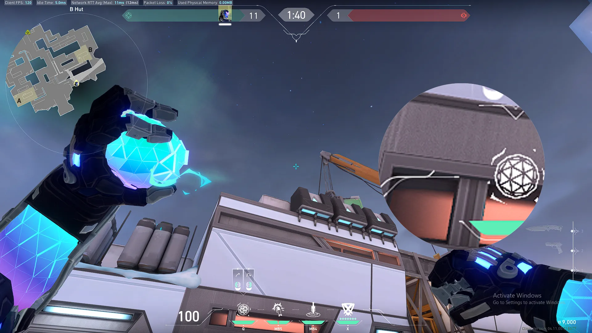 KAY/O Frag_Ment on Icebox Attack Site B — step 2 of 3: Aim — line up the shot