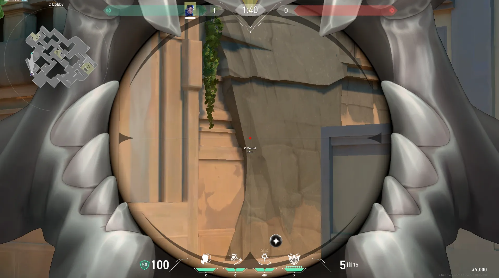 Yoru Gatecrash on Lotus Attack Site C — step 3 of 4: Aim — line up the shot