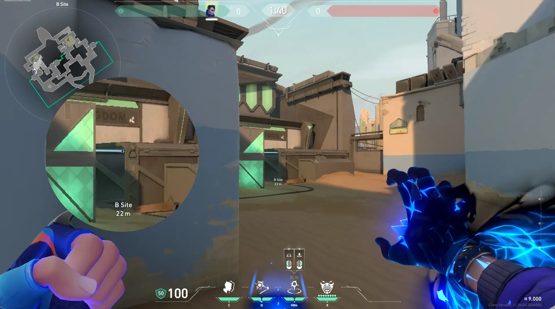 Yoru Gatecrash on Bind Defense Site B — step 2 of 5: Aim — line up the shot