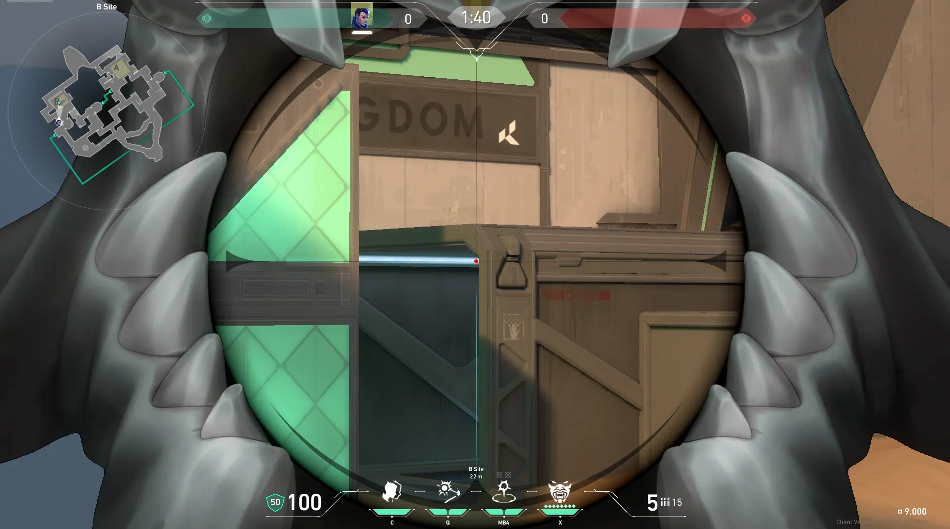 Yoru Gatecrash on Bind Defense Site B — step 3 of 5: Aim — line up the shot