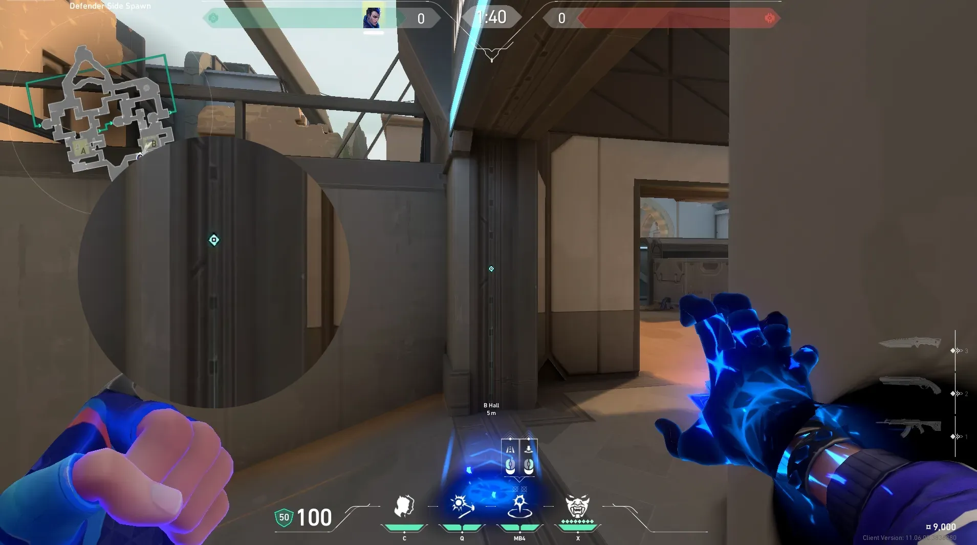 Yoru Gatecrash on Bind Defense Site B — step 2 of 3: Aim — line up the shot