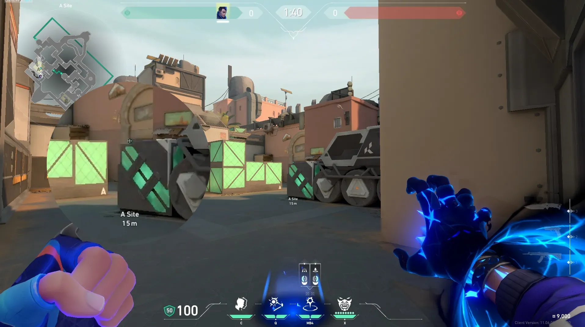 Yoru Gatecrash on Bind Defense Site A — step 2 of 3: Aim — line up the shot