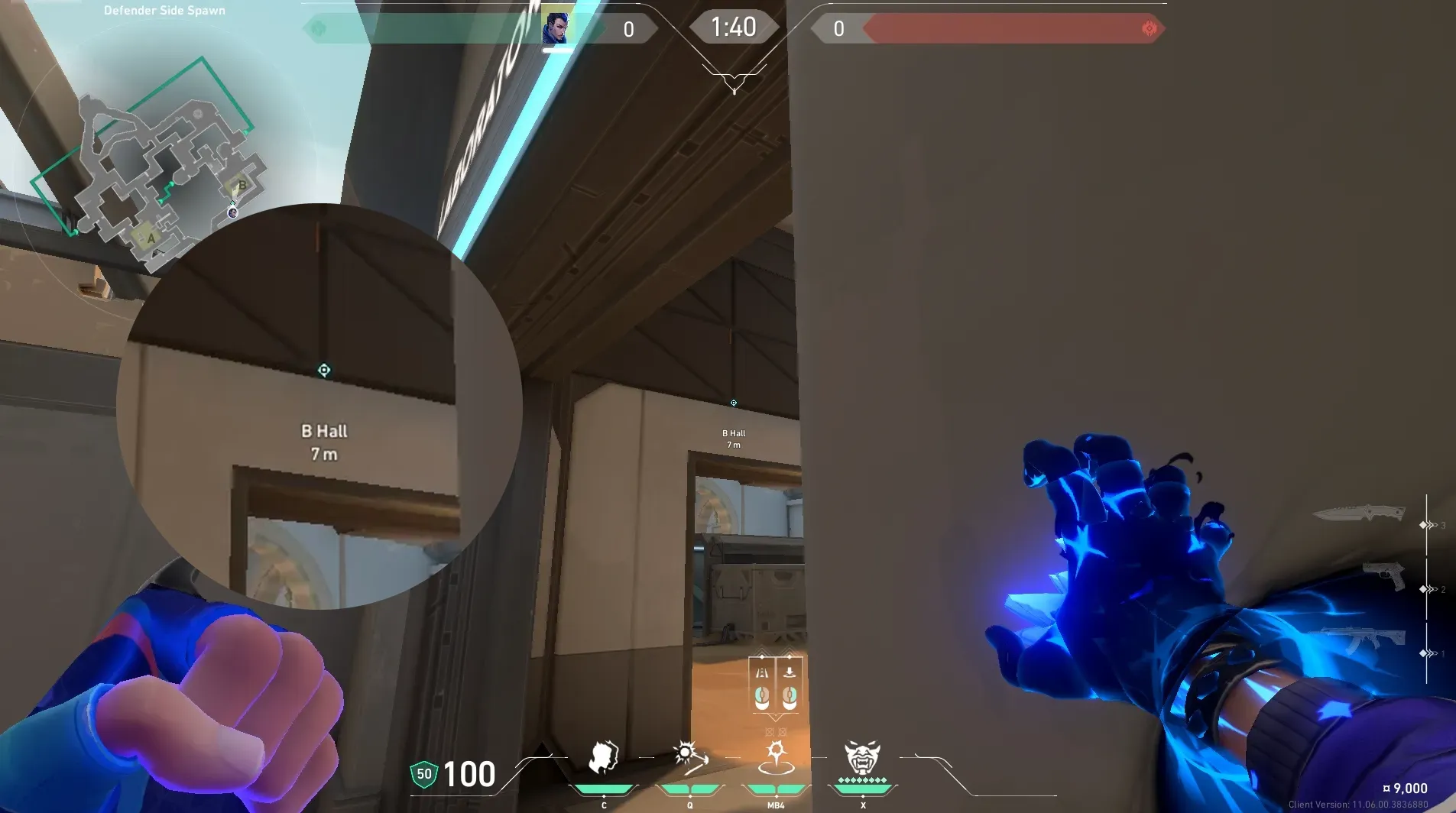 Yoru Gatecrash on Bind Defense Site B — step 2 of 3: Aim — line up the shot