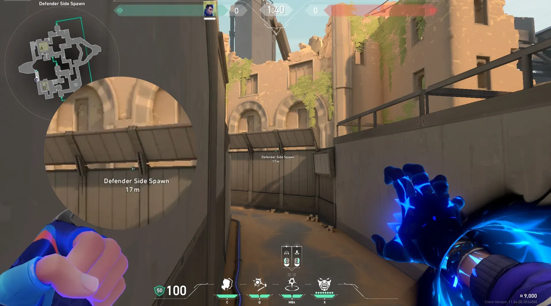 Yoru Gatecrash on Bind Defense Site A — step 2 of 3: Aim — line up the shot