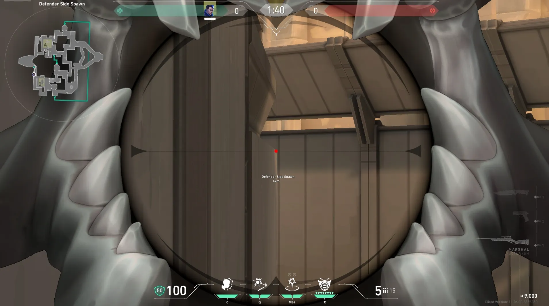Yoru Gatecrash on Bind Defense Site A — step 3 of 4: Aim — line up the shot