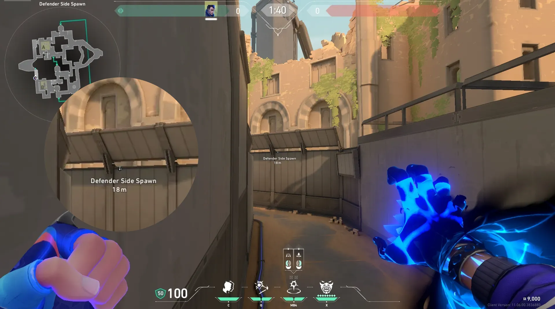 Yoru Gatecrash on Bind Defense Site A — step 2 of 3: Aim — line up the shot