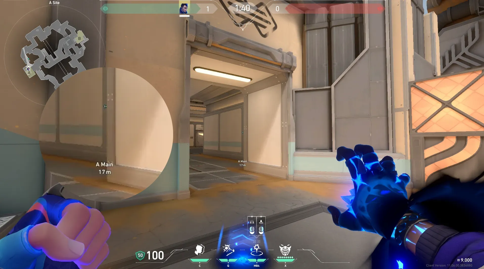 Yoru Gatecrash on Fracture Defense Mid — step 2 of 3: Aim — line up the shot