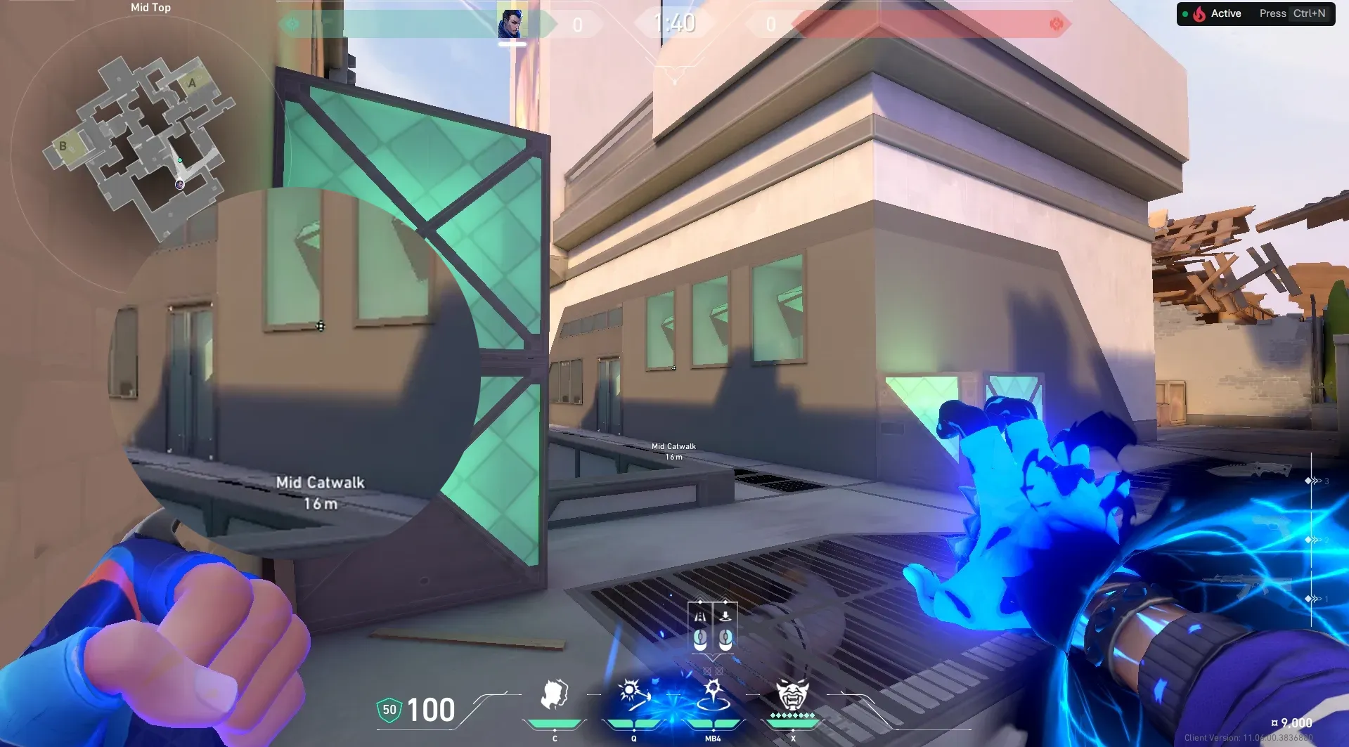 Yoru Gatecrash on Ascent Attack Mid — step 2 of 3: Aim — line up the shot