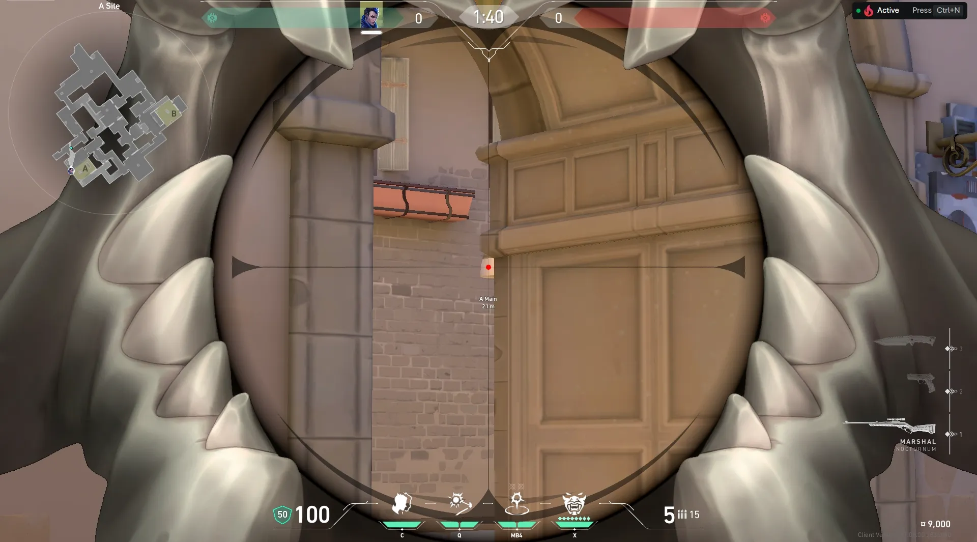 Yoru Gatecrash on Ascent Defense Site A — step 3 of 4: Aim — line up the shot