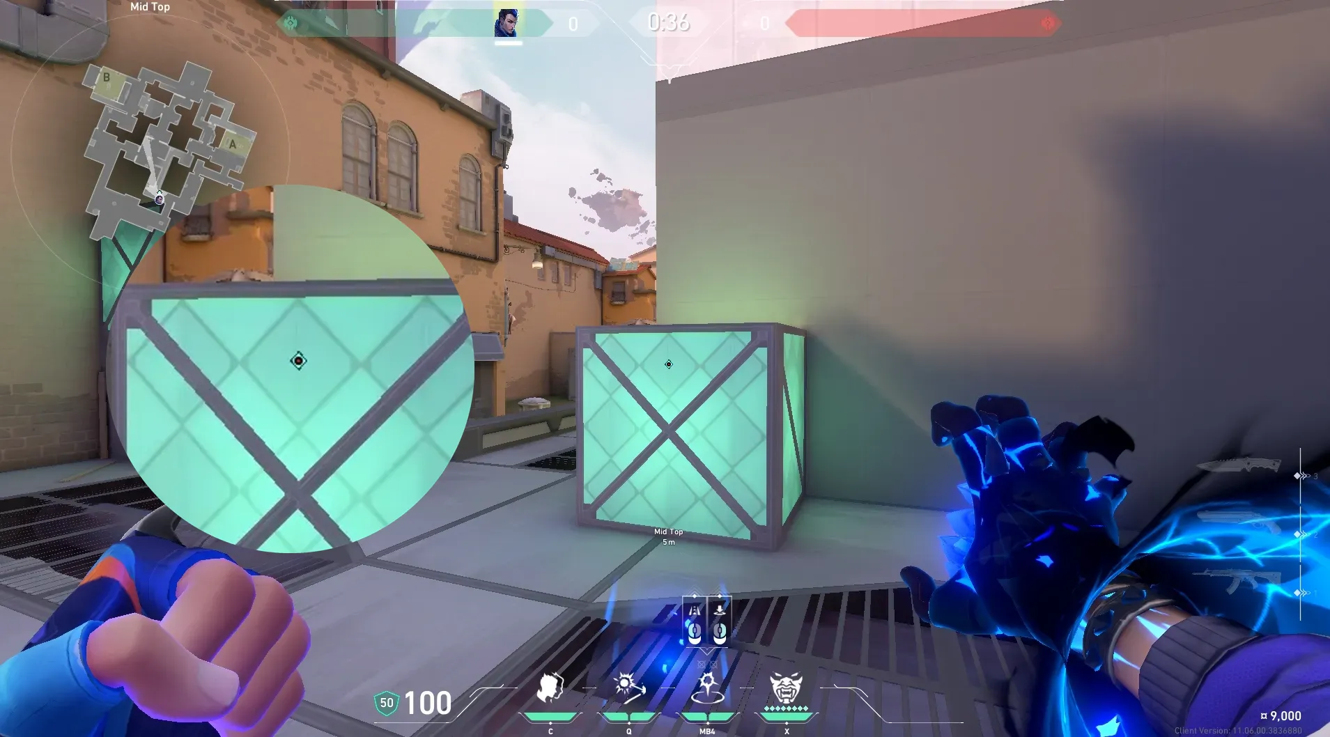 Yoru Gatecrash on Ascent Attack Mid — step 3 of 4: Aim — line up the shot