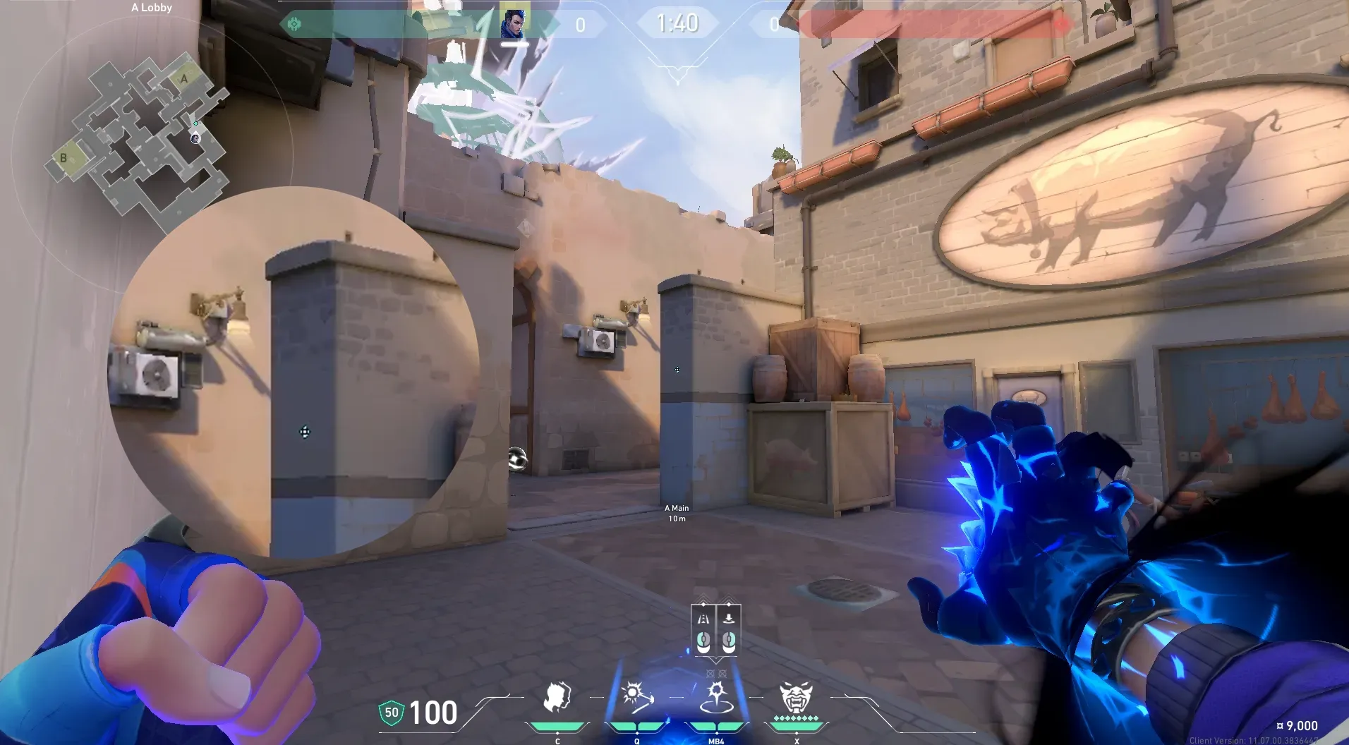 Yoru Gatecrash on Ascent Attack Site A — step 2 of 3: Aim — line up the shot