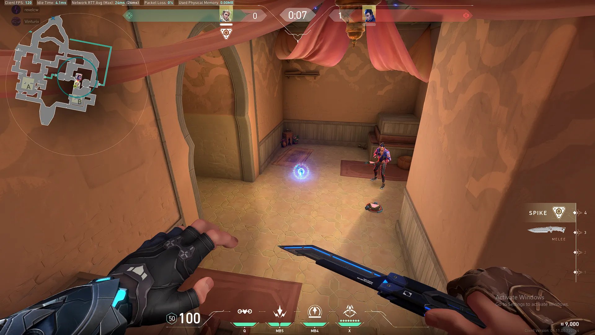 Sova Recon Bolt on Bind Defense Site B — step 3 of 5: Aim — line up the shot