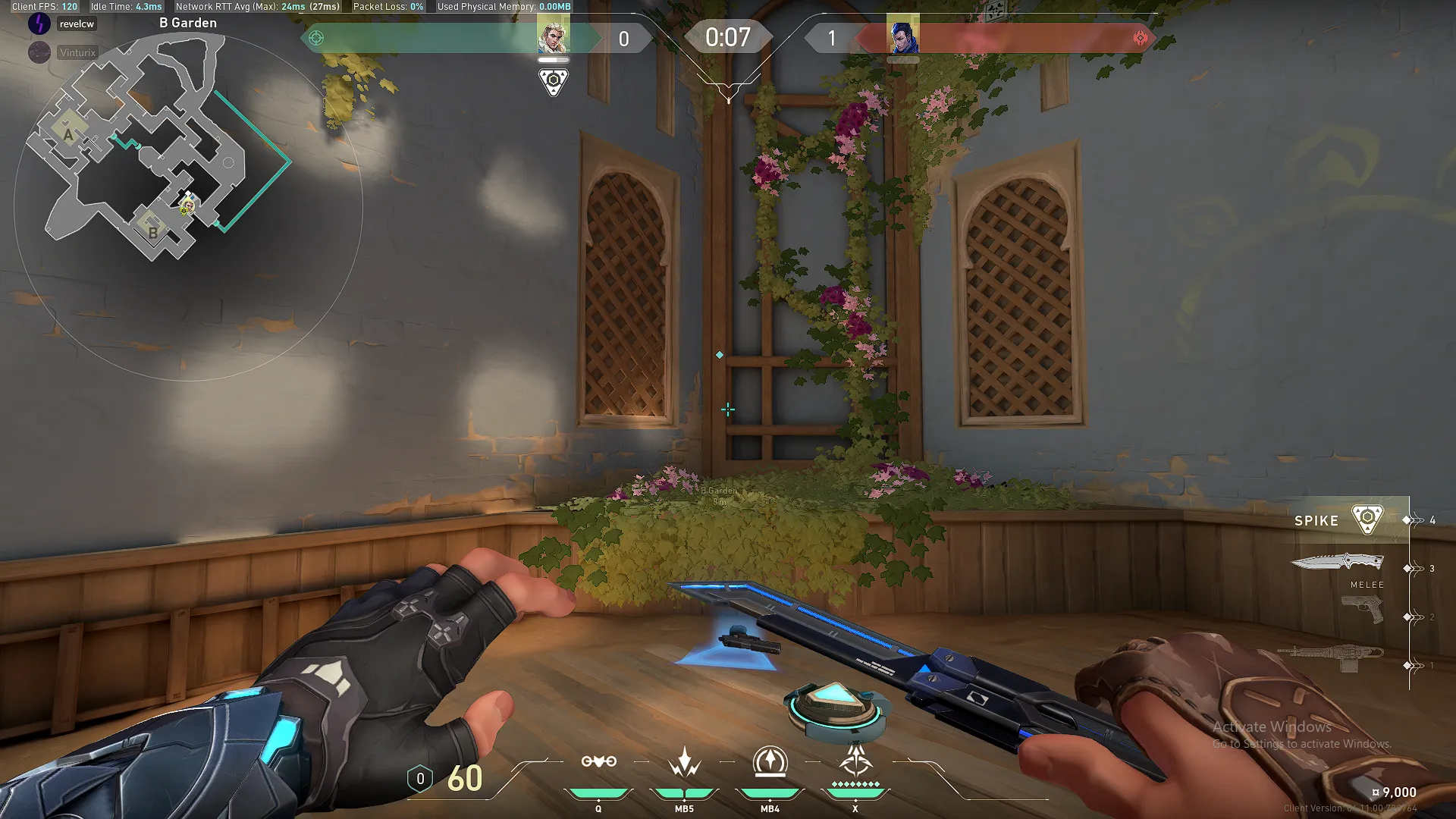 Sova Recon Bolt on Bind Defense Site B — step 4 of 5: Aim — line up the shot
