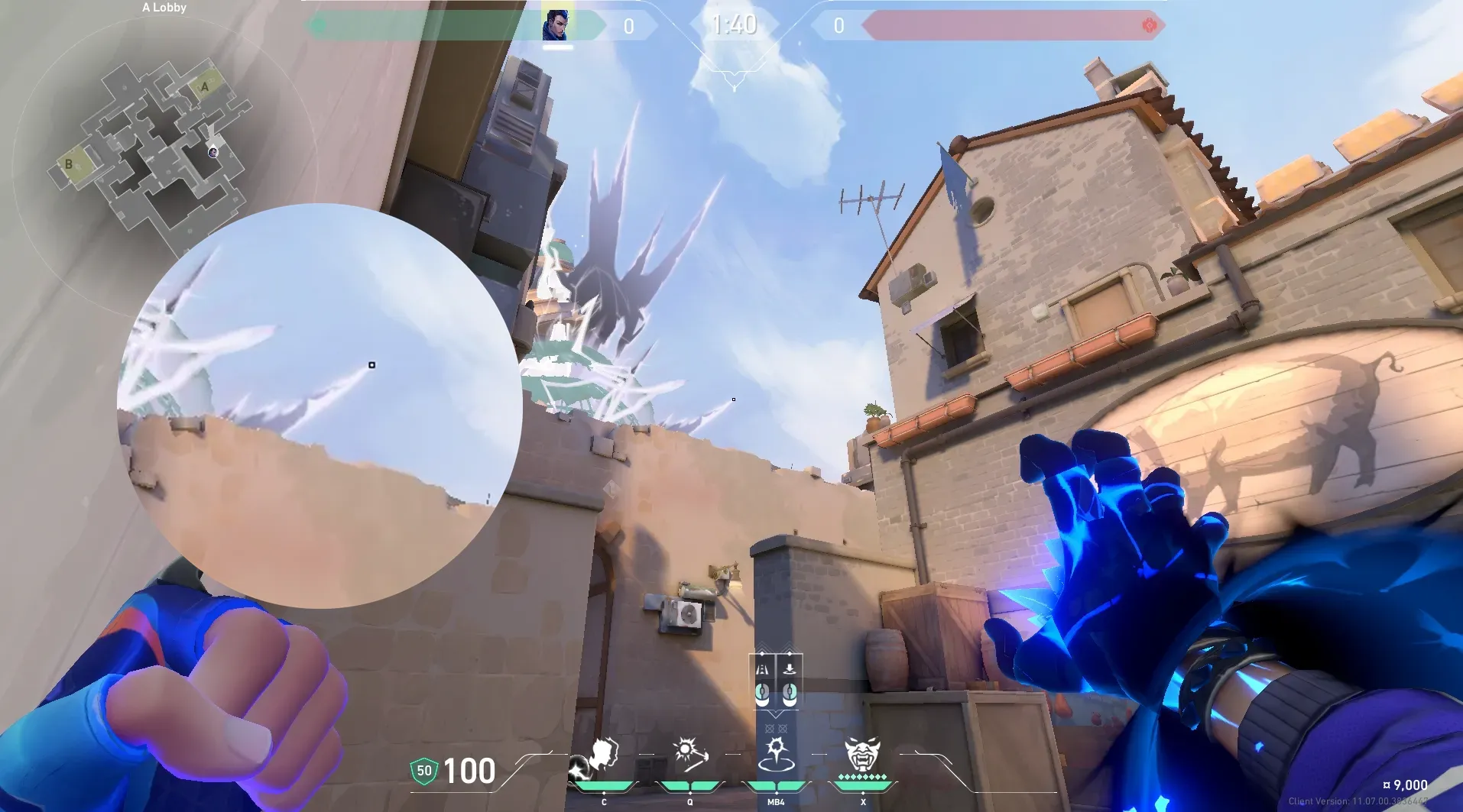 Yoru Gatecrash on Ascent Attack Site A — step 2 of 3: Aim — line up the shot