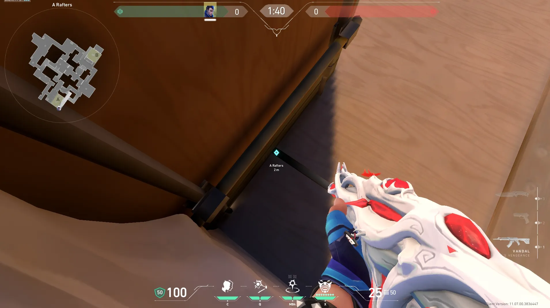 Yoru Gatecrash on Ascent Defense Site A — step 2 of 3: Aim — line up the shot