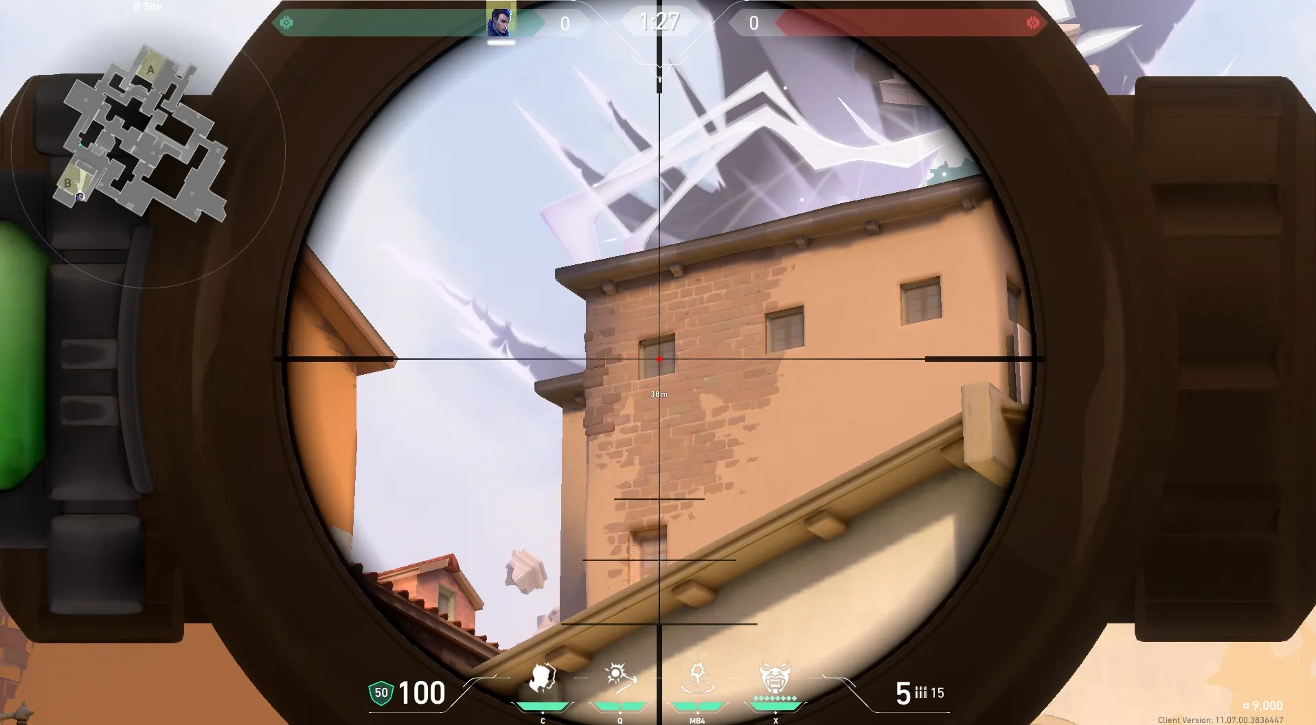 Yoru Gatecrash on Ascent Defense Site A — step 3 of 4: Aim — line up the shot