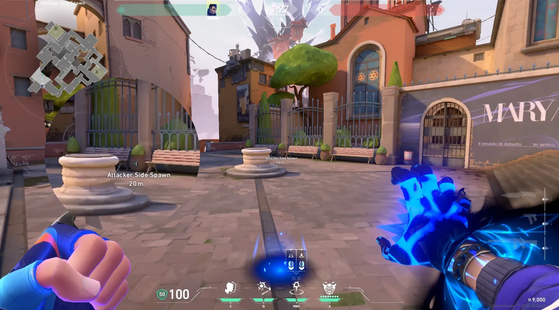 Yoru Gatecrash on Ascent Attack Site B — step 2 of 3: Aim — line up the shot