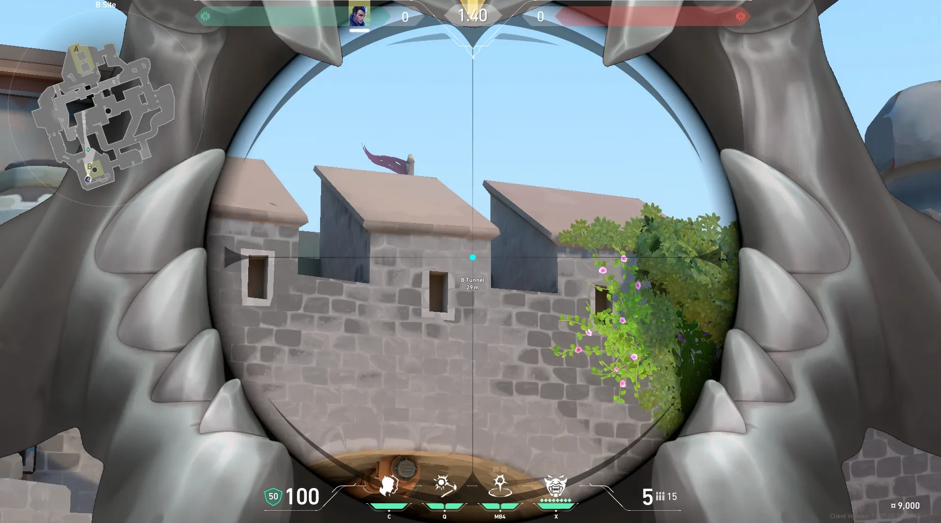 Yoru Gatecrash on Breeze Defense Site A — step 3 of 4: Aim — line up the shot