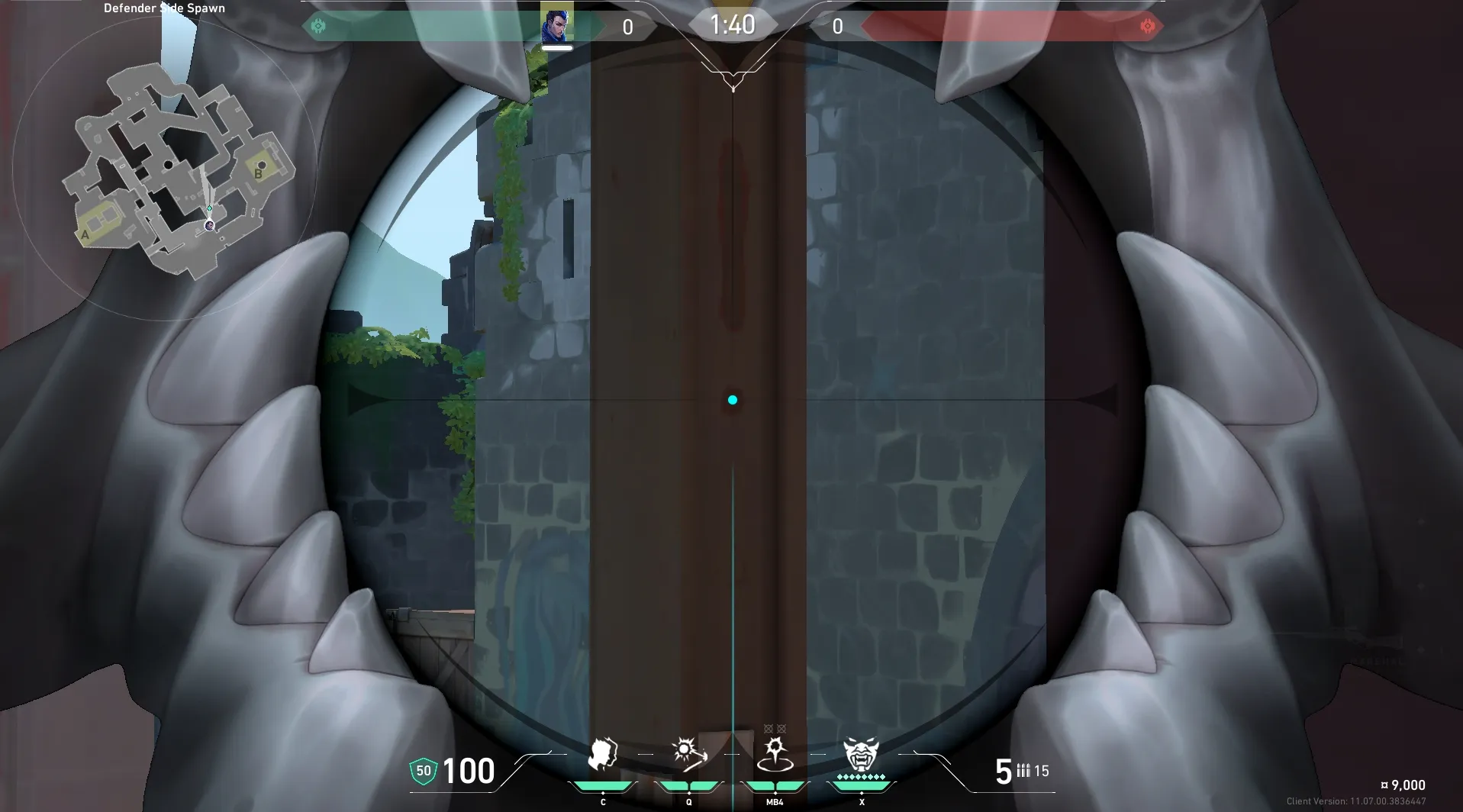 Yoru Gatecrash on Breeze Defense Mid — step 3 of 4: Aim — line up the shot