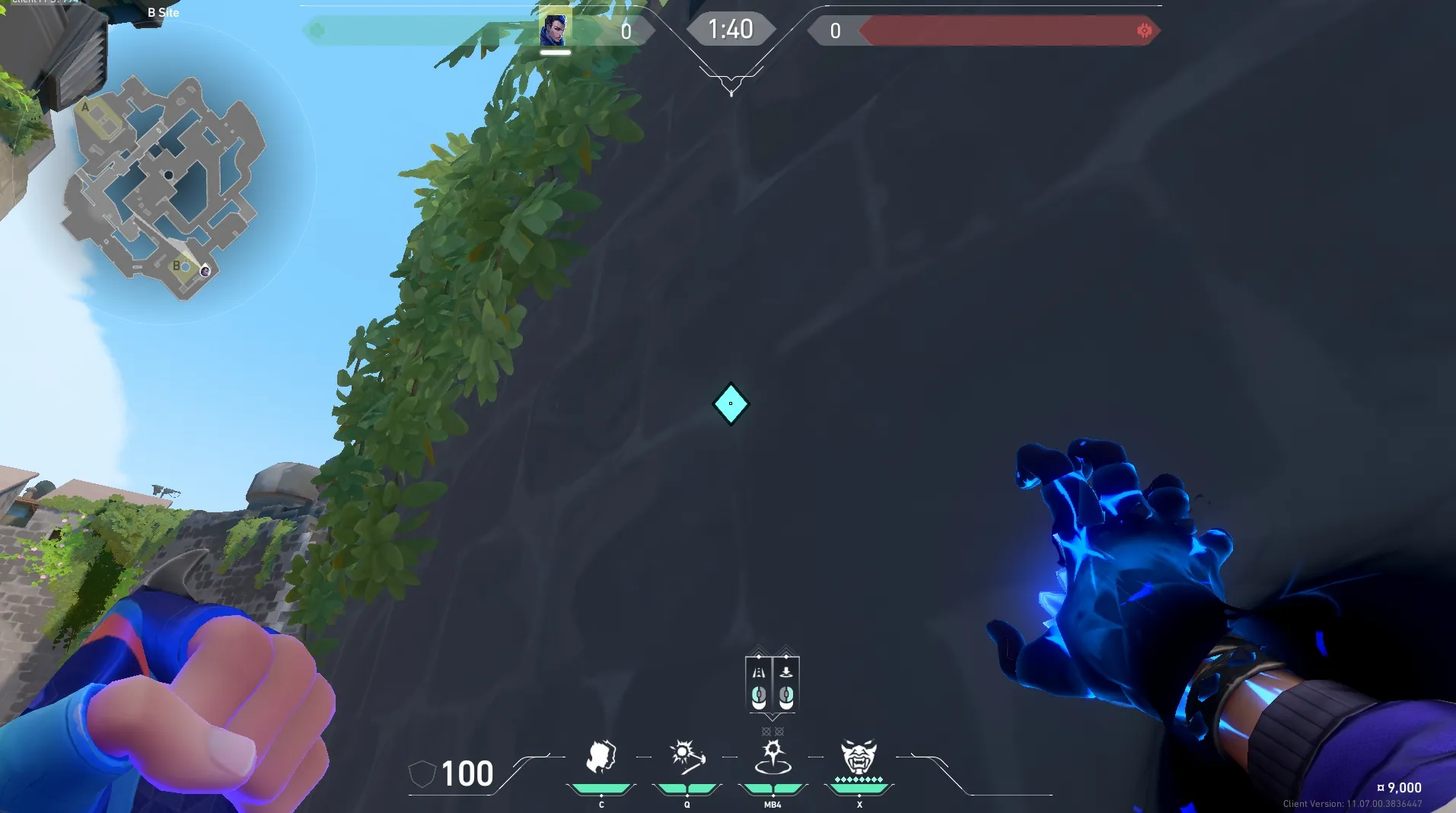 Yoru Gatecrash on Breeze Defense Site B — step 2 of 3: Aim — line up the shot