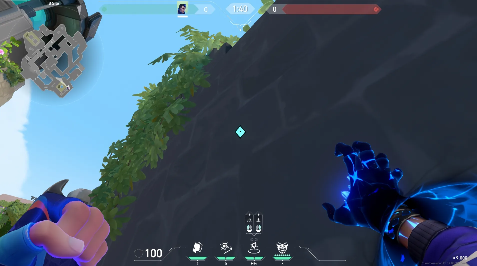 Yoru Gatecrash on Breeze Defense Site B — step 2 of 3: Aim — line up the shot