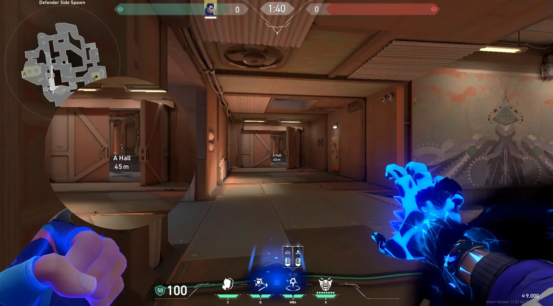 Yoru Gatecrash on Breeze Defense Mid — step 2 of 4: Aim — line up the shot